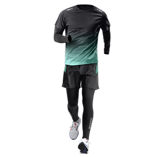 跑步套装男运动健身房衣服秋季速干衣装备晨跑马拉松田径骑行训练