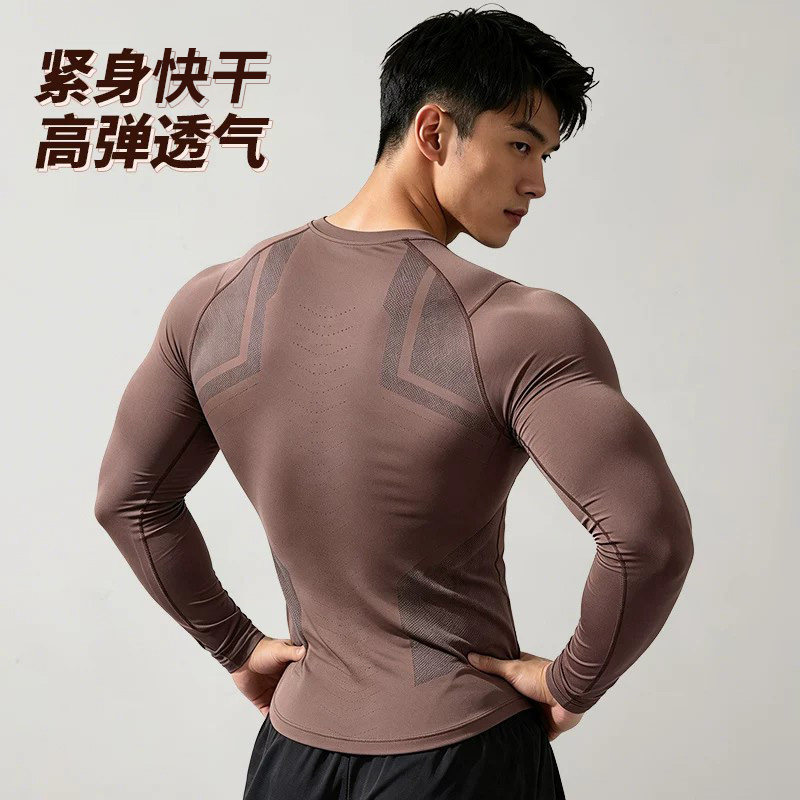 速干紧身衣男长袖秋冬运动上衣跑步健身训练服显大薄款打底内衣