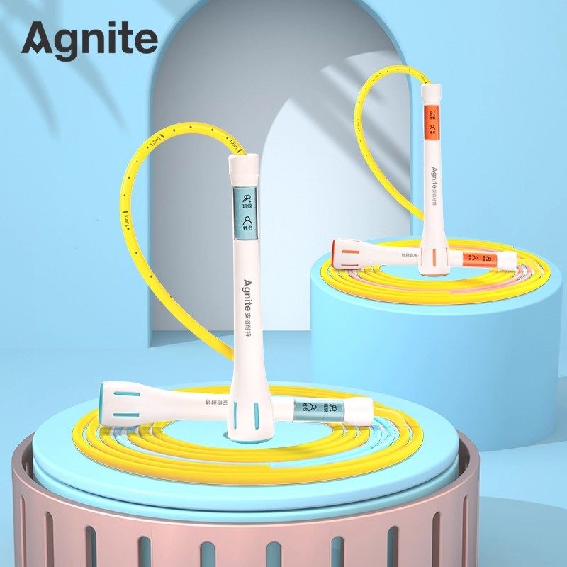 得力安格耐特软胶防滑U型竞速跳绳学生比赛训练用跳绳中小学生PVC分段提速2.8m绳长可调软胶手柄