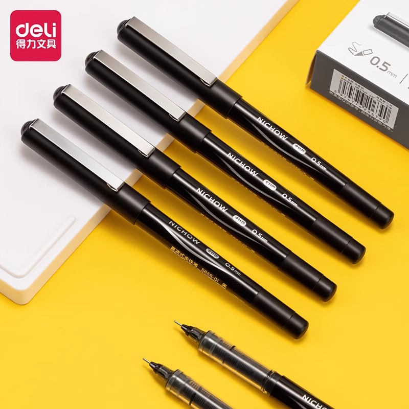 得力直液笔走珠签字笔