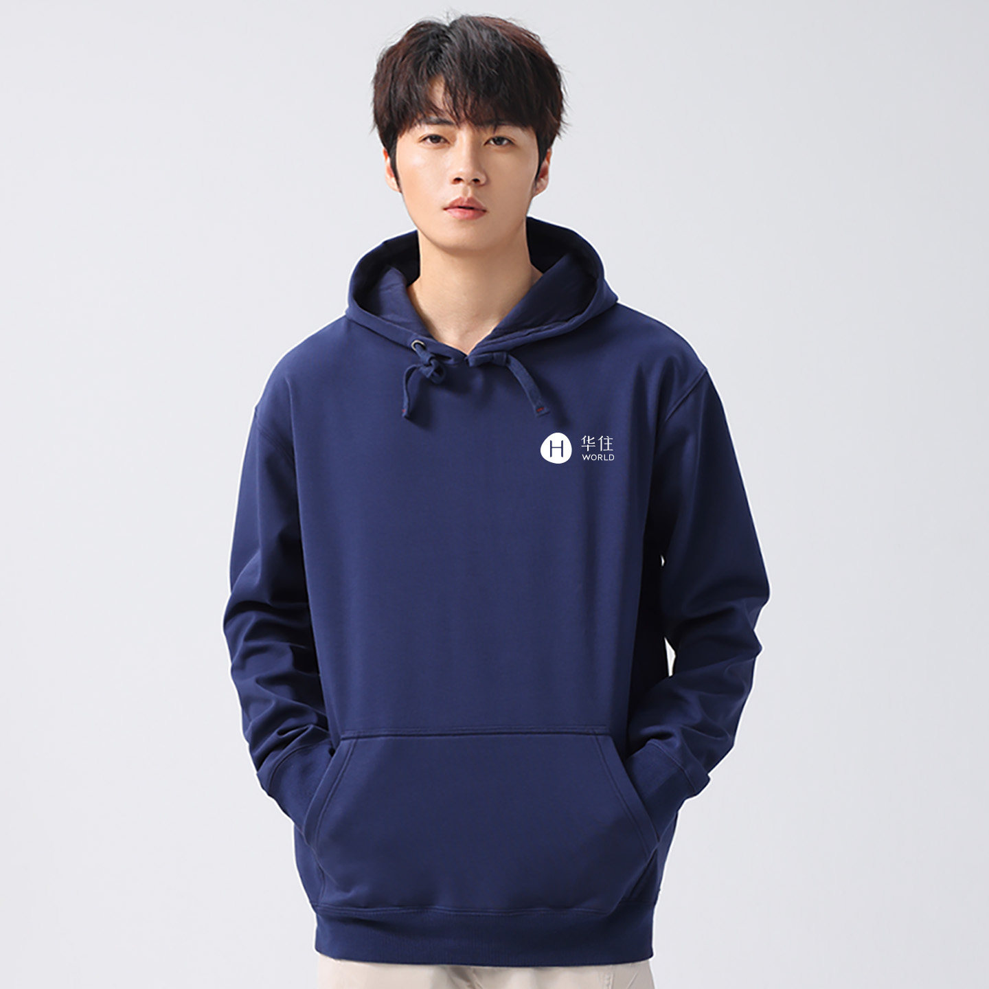 华住酒店工作服卫衣男女连帽定制印字logo秋冬饭店服务员工装外套