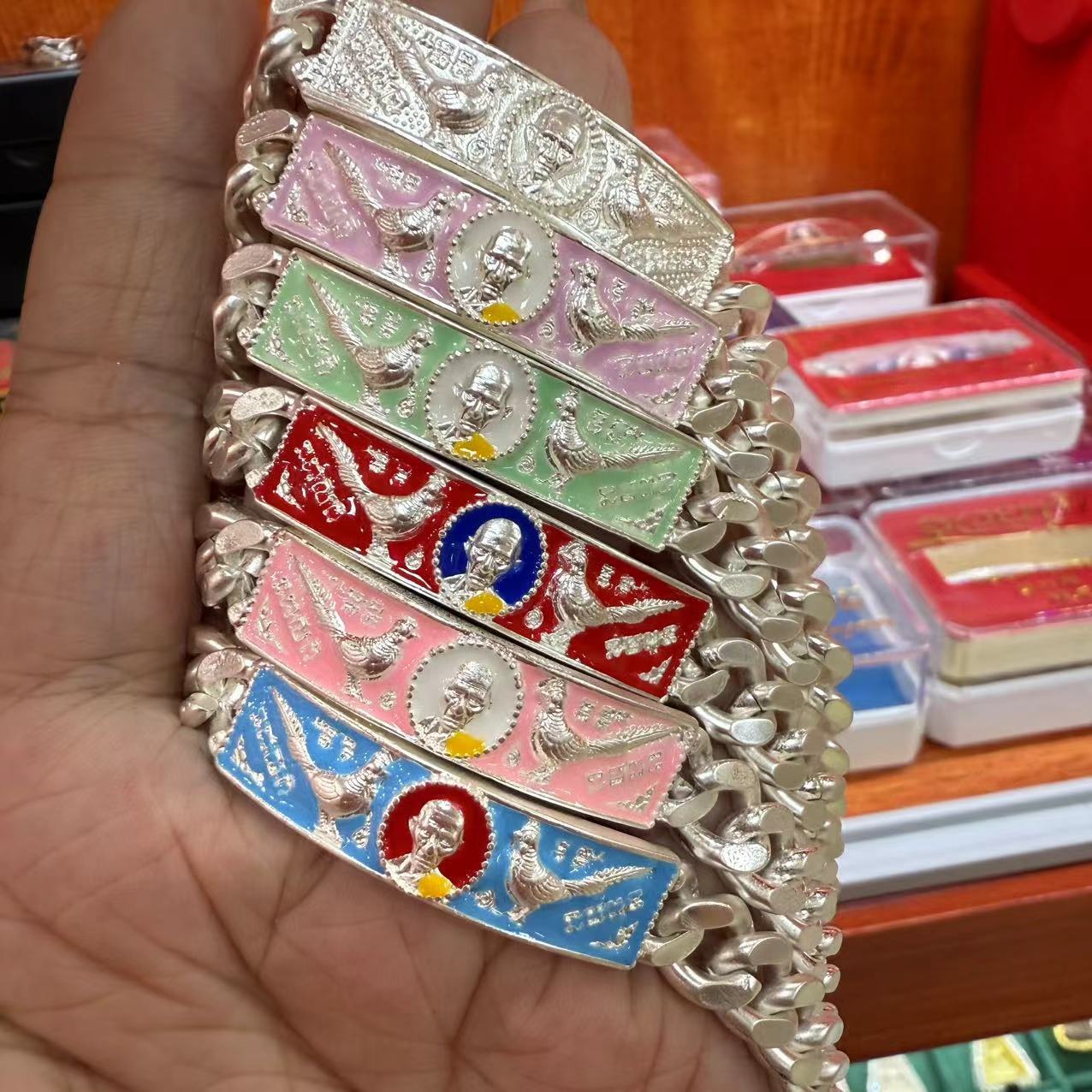 镀925银泰国佛系牌 龙婆瑞手链2567马卡龙色女款 无原盒 原庙仿品