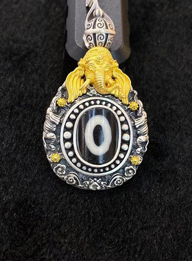 新款西藏天珠吊坠象神一眼天珠长