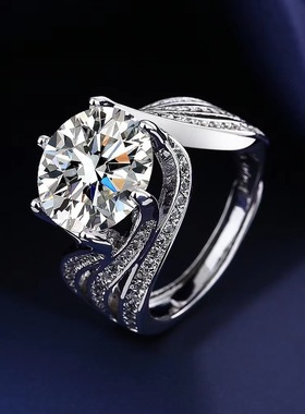 镀925银新品新款轻奢5克拉戒指女