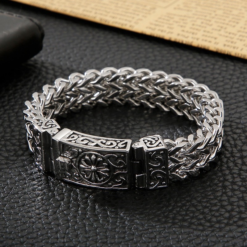 镀925银新款日韩复古时尚编织祥云男士手链 ins潮流个性