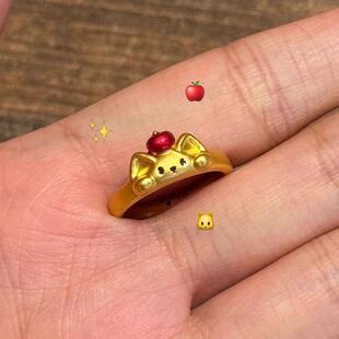 2025新款卡通小猫戒指女款可爱童趣开口指环学生食指戒