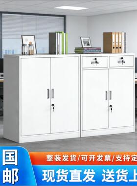 铁皮柜办公室文件柜带锁抽屉财务资料小矮柜家用收纳储物工具柜子