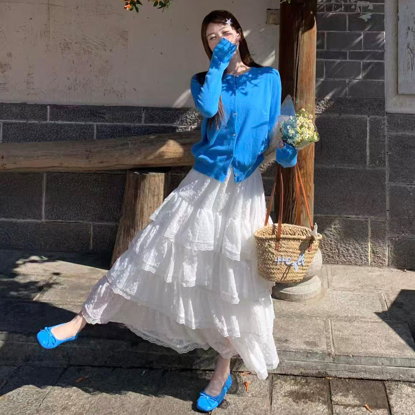 白色蛋糕裙女夏季2026新款蕾丝网纱蓬蓬裙中长款巨好看a字半身裙