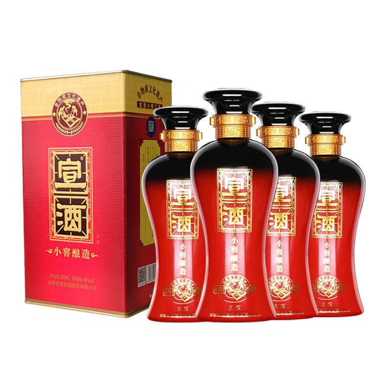 宣酒红宣40度整箱4瓶500mL/瓶红宣经典升级版浓香纯粮食酒红宣5年