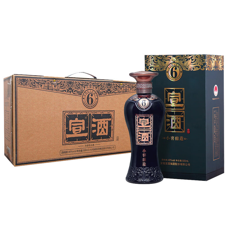 宣酒6年40度整箱4瓶浓香纯粮食酒500mL/瓶安徽宣酒小窖酿造宣酒6