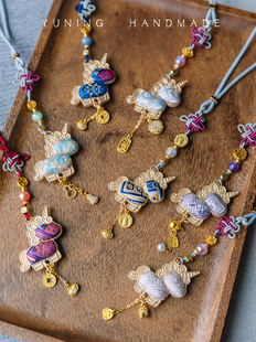 广西壮锦手工双面独角兽小马车挂件包挂饰伴手礼物纪念品