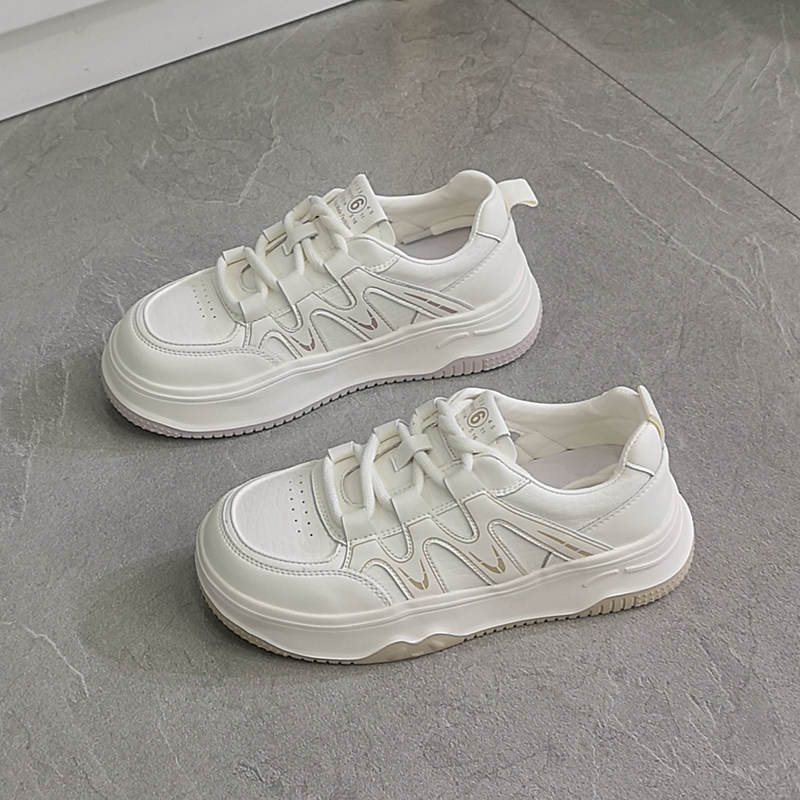 2025秋季新款透气小白鞋女厚底增高圆头百搭休闲运动休闲拼色板鞋,女鞋,时尚休闲鞋,淘宝优惠券,粉丝福利购,淘宝优惠卷