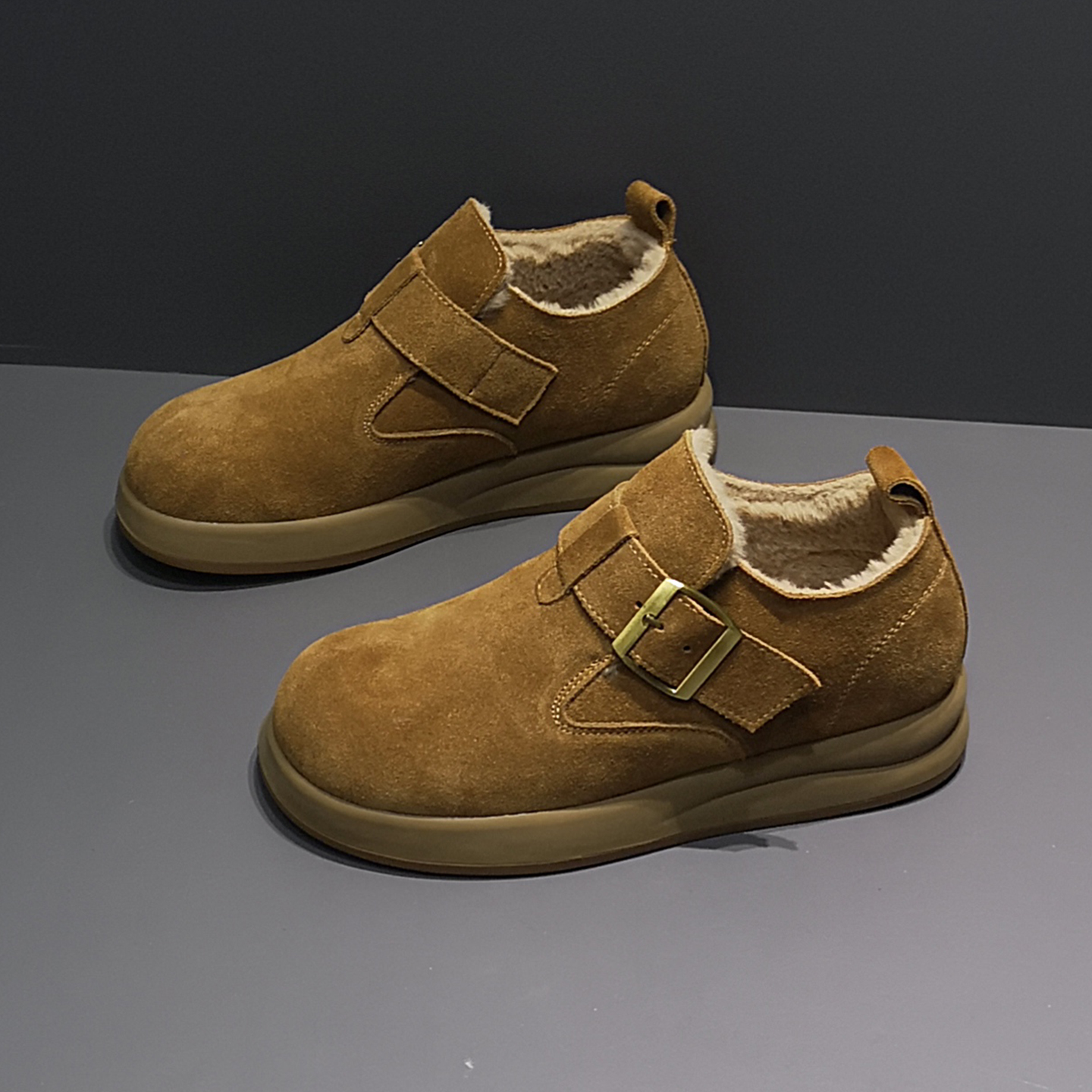 圆头长毛绒魔术贴勃肯雪地棉鞋