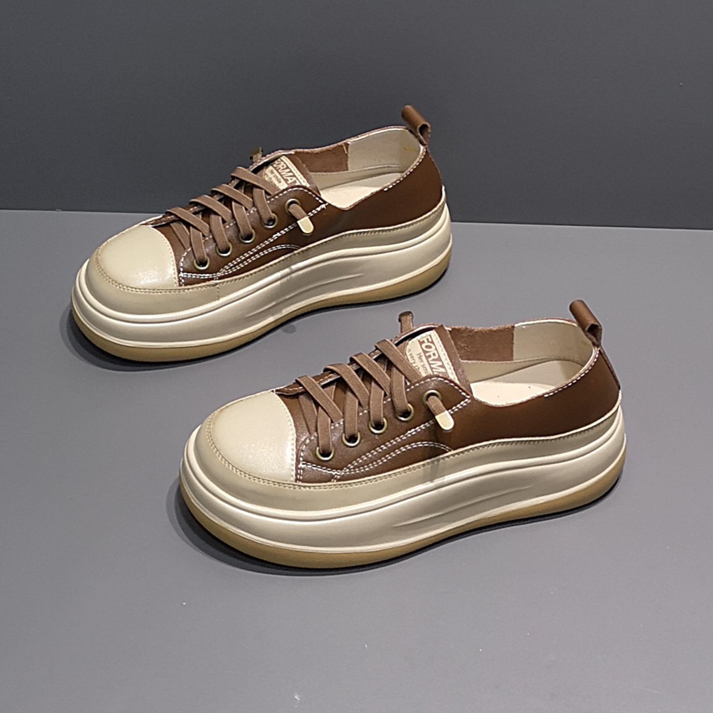 2025秋透气一脚蹬圆头厚底乐福鞋