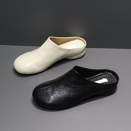 春夏真皮包头一脚蹬半拖女鞋