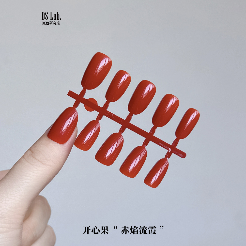 底色夏季新款美甲穿戴甲 显白美甲温柔单色纯色椭圆预制甲小短甲