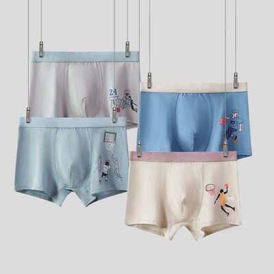 青春期男生纯棉平角内裤4条装