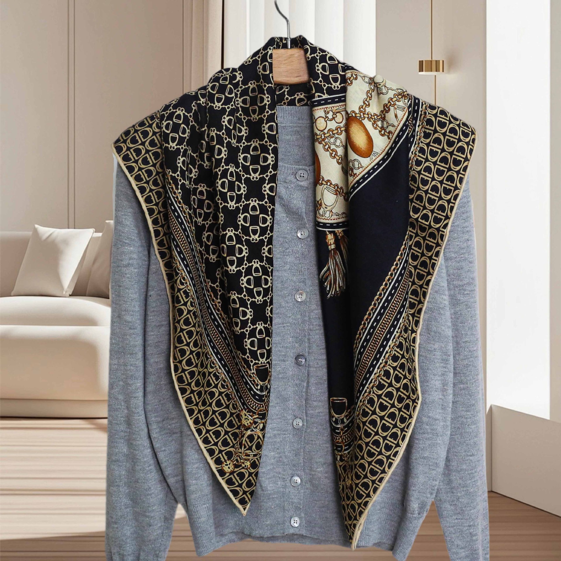 圣诞夜真丝羊毛双面女