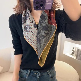 百搭丝毛中方巾女披肩 时尚 四面八色新款 真丝羊毛轻松拿捏各风格