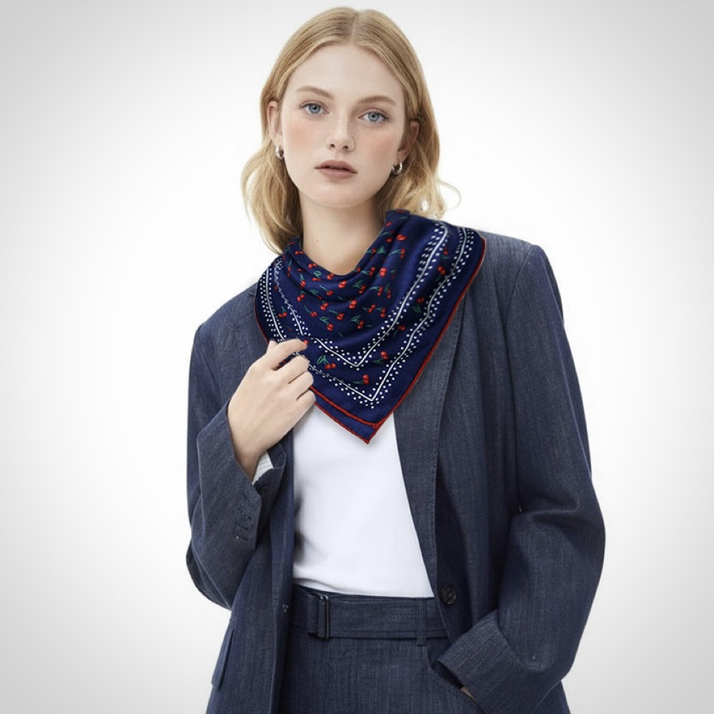 F【樱桃小姐】丝毛复古双面真丝桑蚕丝羊毛保暖方巾围巾披肩女