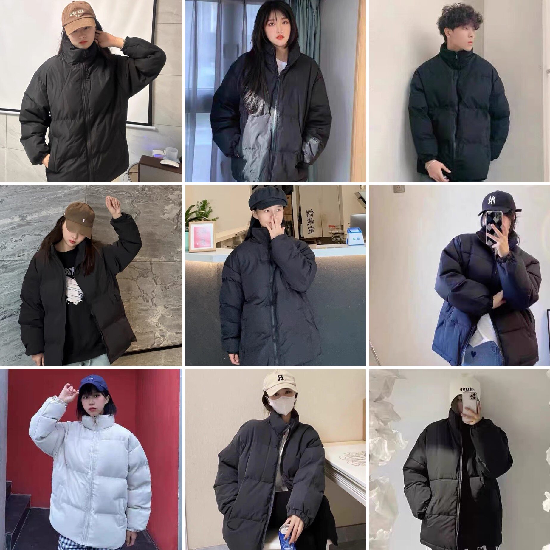 후드리스 스탠드 칼라 심플 캐주얼 코튼 코트 남성 겨울 두꺼운 트렌디 브랜드 탑 신작 루즈한 대형 코튼 코트 재킷