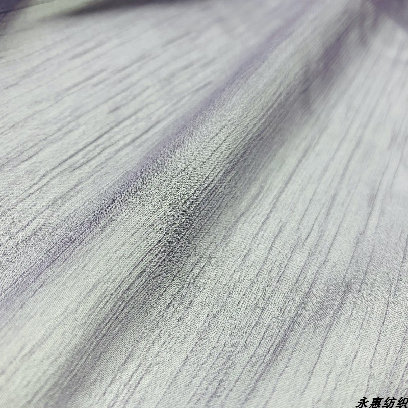 真丝皱欧根纱面料 轻薄透气时尚汉服古风连衣裙衬衫服装时装布料