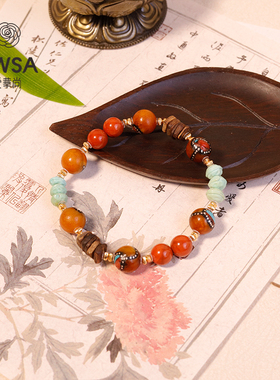 【巴依老爷专属】多宝单圈diy绿松石百香籽