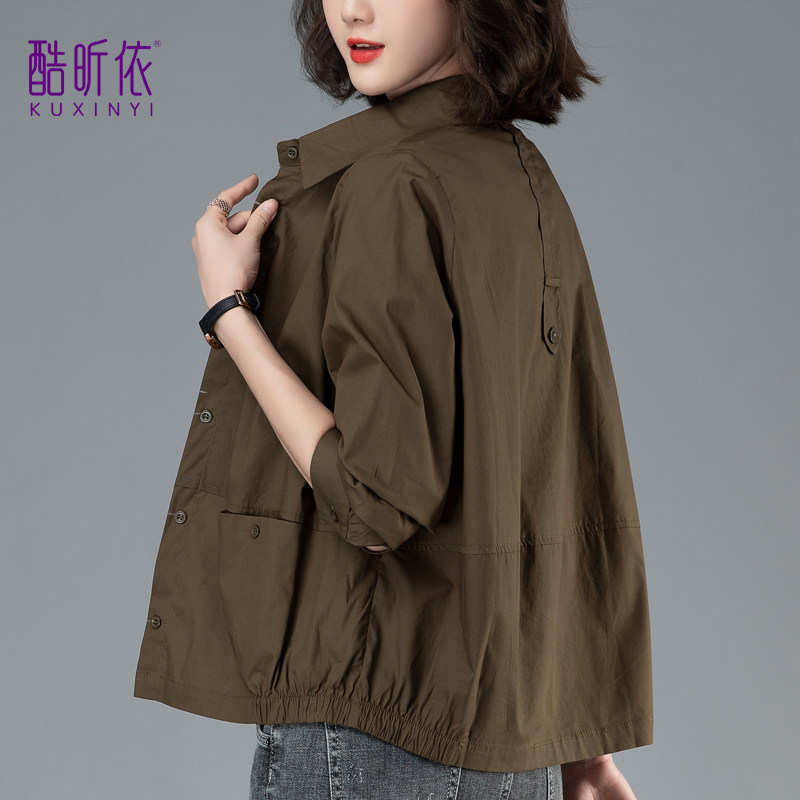 短外套女2026年春秋季新款韩版宽松大码复古薄款衬衫显瘦夹克上衣