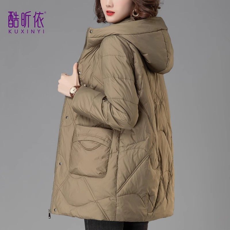 中长款羽绒棉服女2025新款冬季大码宽松中年妈妈棉衣保暖棉袄外套