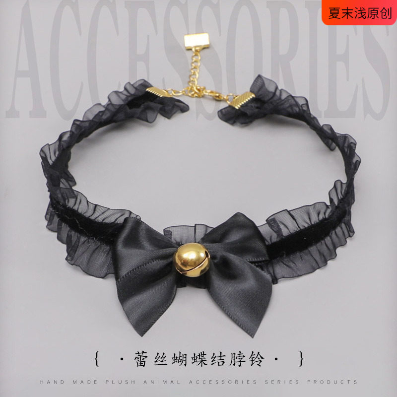 网红新款手作Lolita脖铃配饰道具蕾丝蝴蝶结铃铛项圈领结