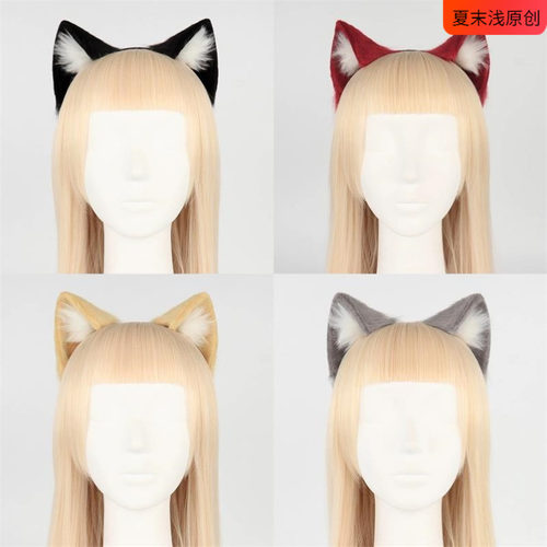 仿真兽耳头饰猫耳朵发箍女手作cosplay猫娘漫展直播网红道具配饰