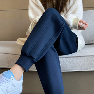 加绒卫裤 春秋薄款 萝卜裤 女2024新款 秋冬季 高腰束脚宽松休闲运动裤