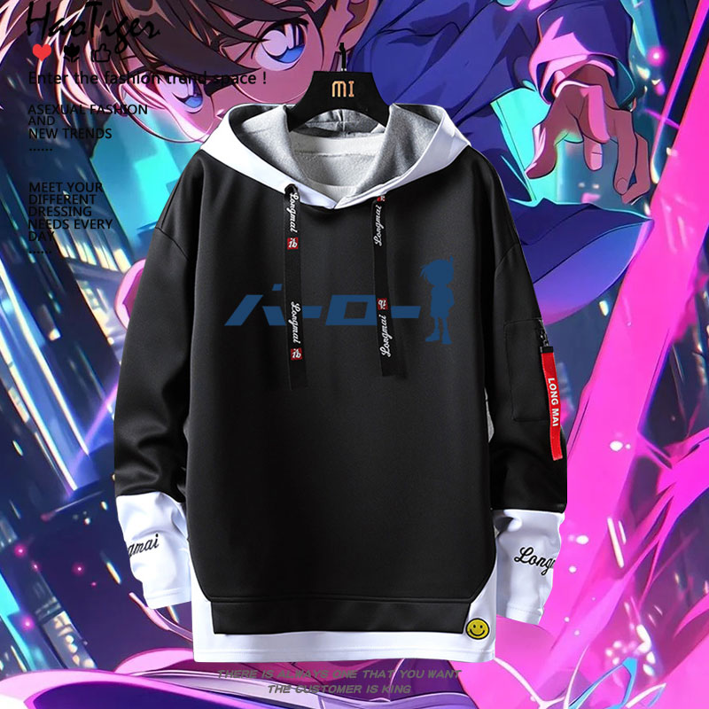 名侦探工藤新一周边同款cos假两件连帽卫衣二次元男女秋冬上衣服