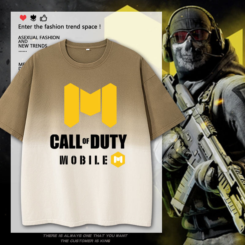使命召唤CODM上衣手游幽灵手机游戏周边青少年夏季渐变纯棉短袖T