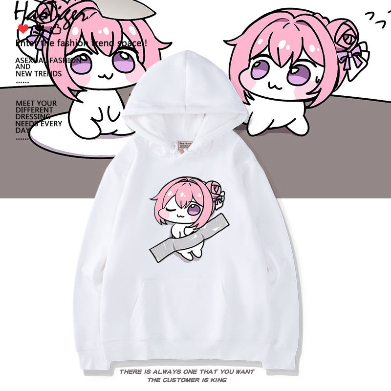 doro桃乐丝粉色头发狗狗胜利女神连帽卫衣男女二次元加绒学生上衣