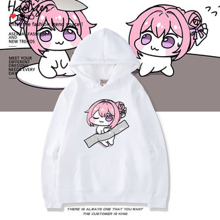 doro桃乐丝粉色头发狗狗胜利女神连帽卫衣男女二次元加绒学生上衣