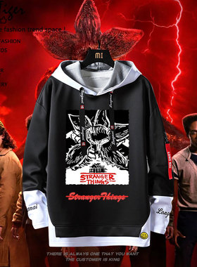 怪奇物语StrangerThings周边美剧假两件卫衣秋冬加绒学生百搭衣服