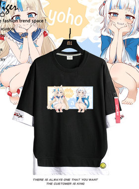 鲨鱼子Sameko Saba嘎乌古拉鲨鱼娘二次元短袖T恤衫男女纯棉痛衣服