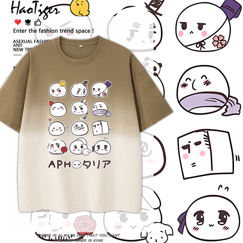 APH黑塔利亚周边王耀亚瑟团子可爱卡通夏季短袖T恤男女生纯棉上衣