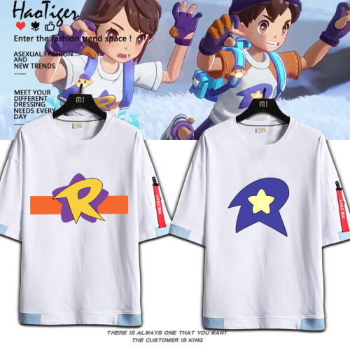 洛克王国初始服同款cos游戏联名周边夏季短袖T恤男女百搭上衣服