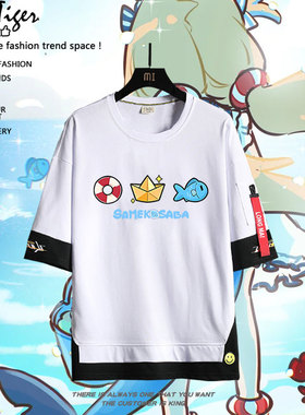 虚拟主播Sameko Saba鲨鱼娘Vtuber古拉cos二次元短袖T恤纯棉痛衣