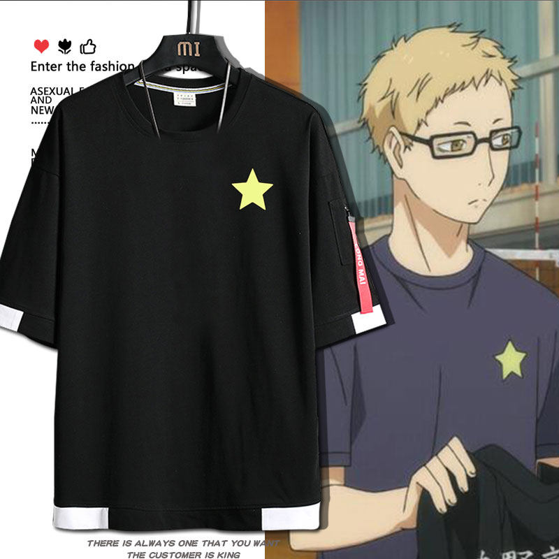 排球少年动漫联名周边月岛莹同款cos短袖T恤男女夏纯棉二次元衣服