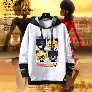 瓢虫雷迪周边黑猫诺儿马丽娜动漫同人二次元假两件卫衣春秋上衣