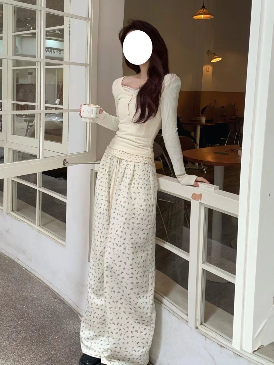 韩系温柔风碎花休闲裤ins夏季新款甜美显瘦百搭高腰直筒阔腿裤女