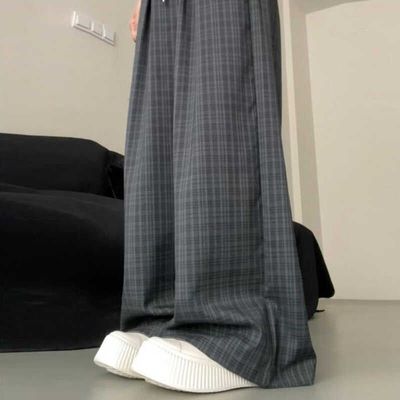 格子裤子女夏季休闲山本阔腿裤