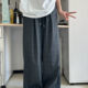 女春夏宽松高腰慵懒垂感直筒裤 2025新款 复古深灰休闲拼接格子长裤