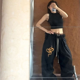 运动裤 2025夏季 街舞运动速干单层工装 豹纹黑金蛇帅气休闲美式 爆款