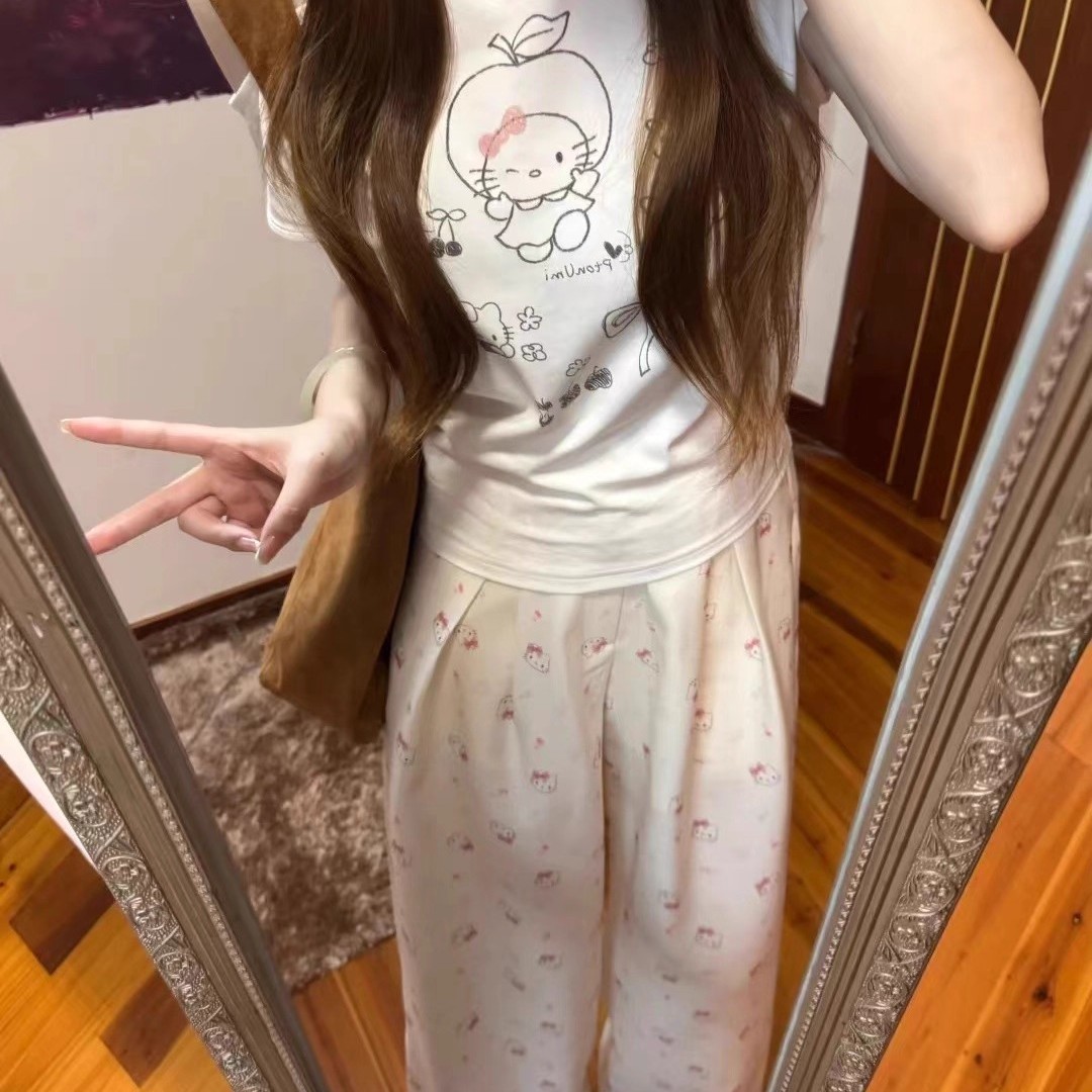 宽松阔腿休闲裤女夏季高腰显瘦