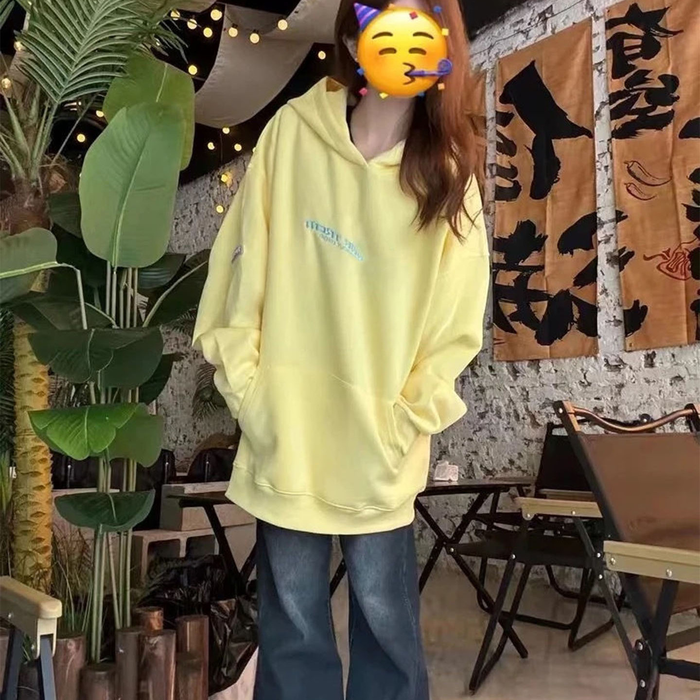 国潮美式加绒连帽韩系慵懒风外套