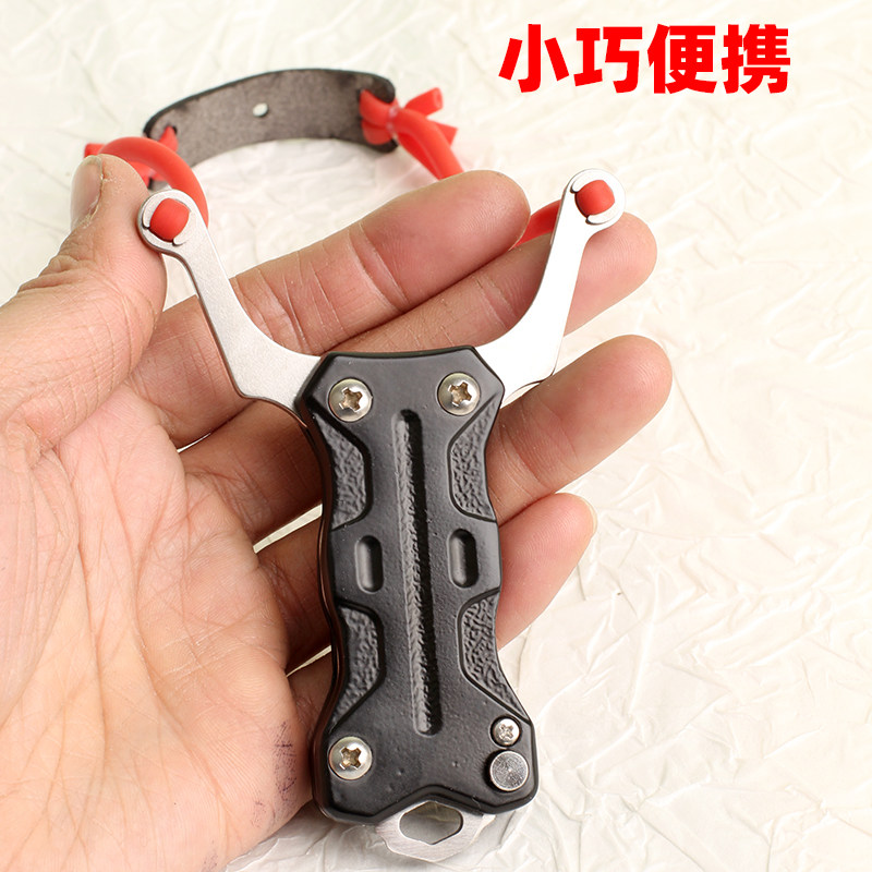 户外多功能折叠弹弓带小刀一体露营工具精准高精准度圆皮筋高弹力